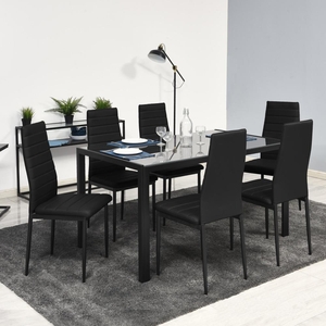 Velký jídelní set 6x židle + stůl Catini MONET - Černá