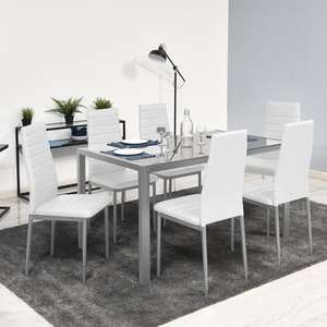 Velký jídelní set 6x židle + stůl Catini MONET - Bílá