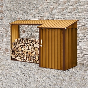 Přístřešek na dřevo s kůlnou Avenberg DEVON - Hnědá