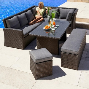 Velká rodinná zahradní souprava Avenberg CORSICA hnědá/tm. šedá