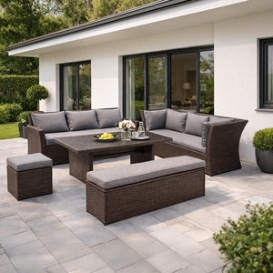 Velká rodinná zahradní souprava Avenberg CORSICA hnědá/tm. šedá