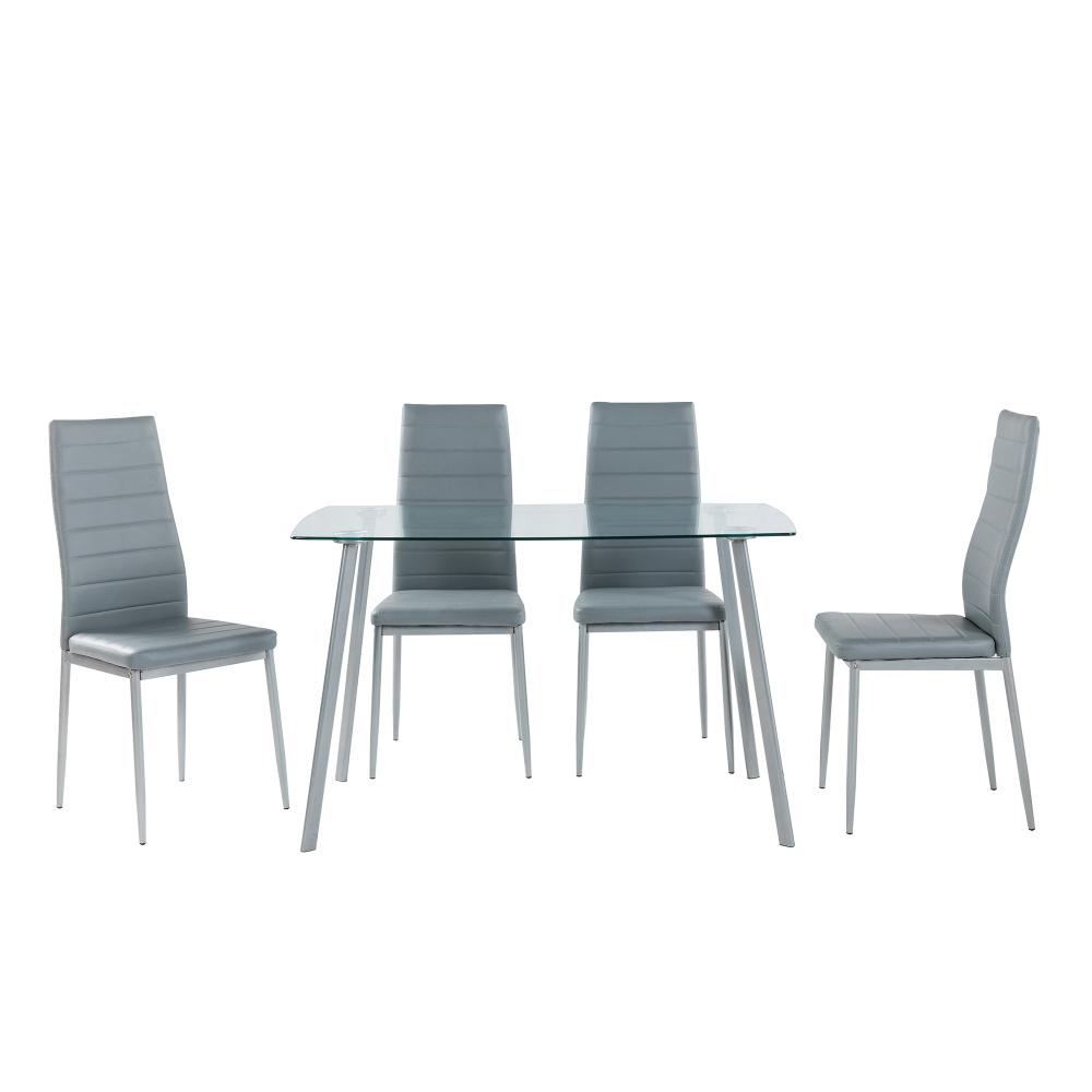 Jedálenský set 4x stolička + stôl Catini ELEN sivá