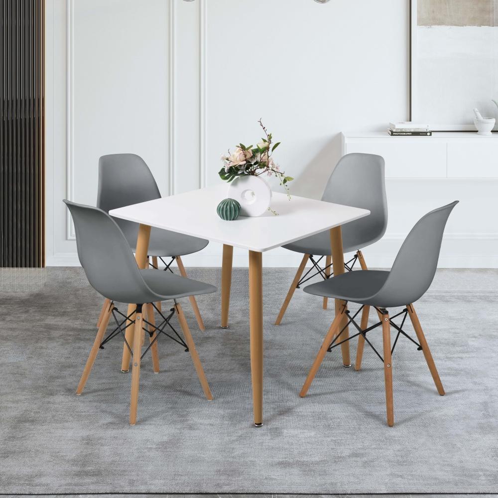 Set jedálenského nábytku stôl KIRSA + 4ks stolička ANDERSON sivá