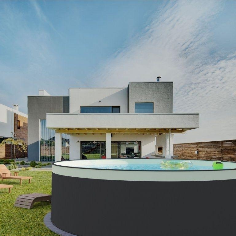 Bazén Planet Pool oceľový 3,5 x 0,9 m Antracit/Piesková + skimmer