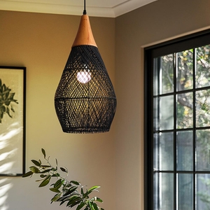 Ratanové závěsné svítidlo CATINI LF03-M černé