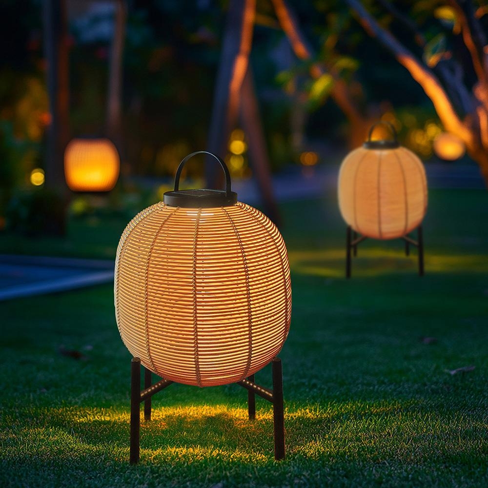 Solárna ratanová lampa LF04 prírodná