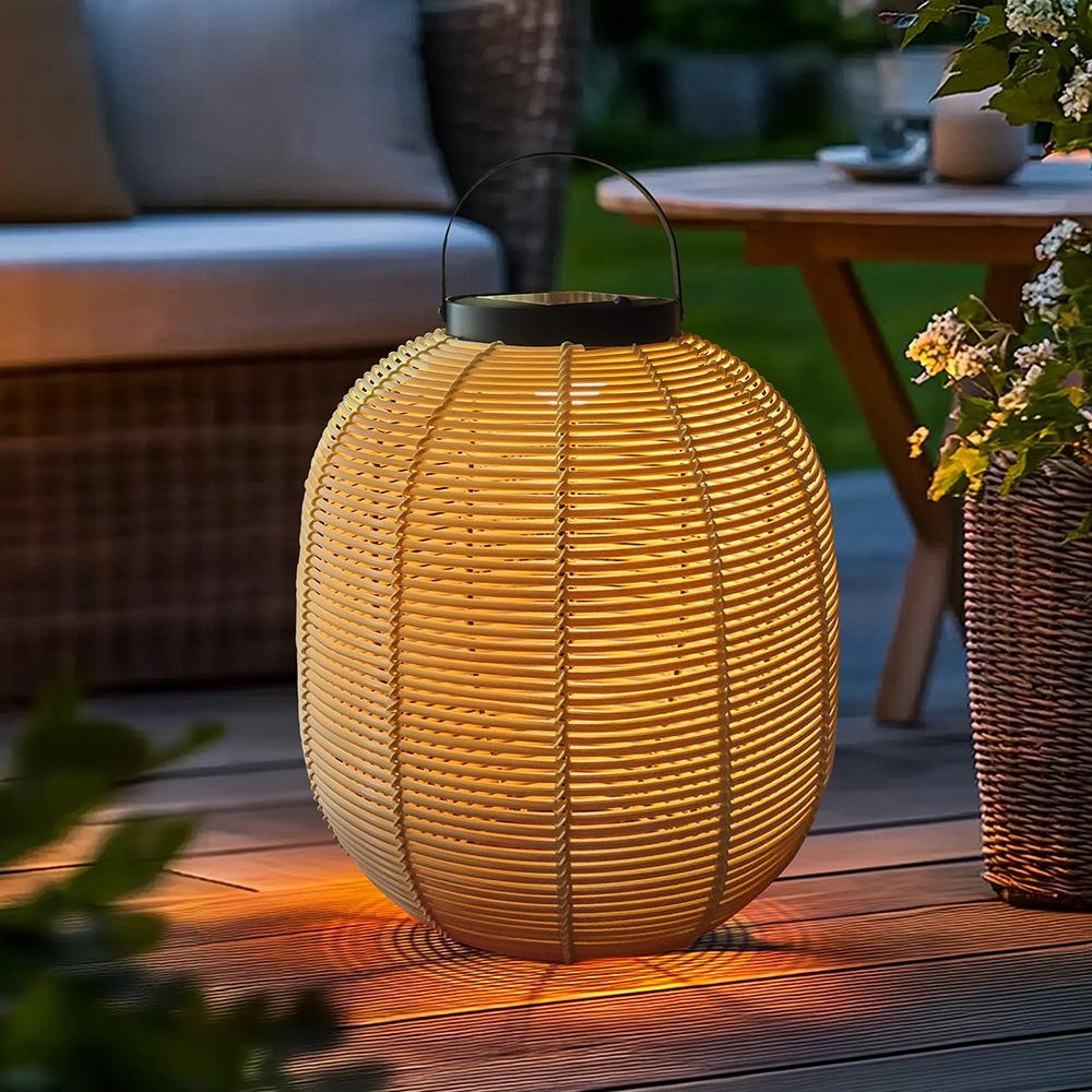 Solárna ratanová lampa LF06 prírodná