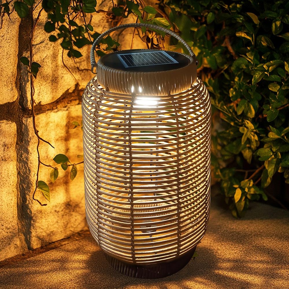 Solárna ratanová lampa LF08-M hnedá