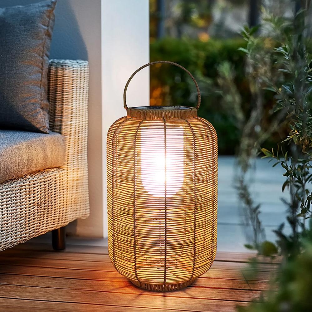 Solárna ratanová lampa LF08-L hnedá