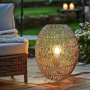 Ratanová lampa LF09 šedo-béžová