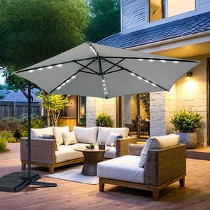 Velký polohovatelný slunečník AVENBERG SUNNY LED 300, průměr 3M, šedá