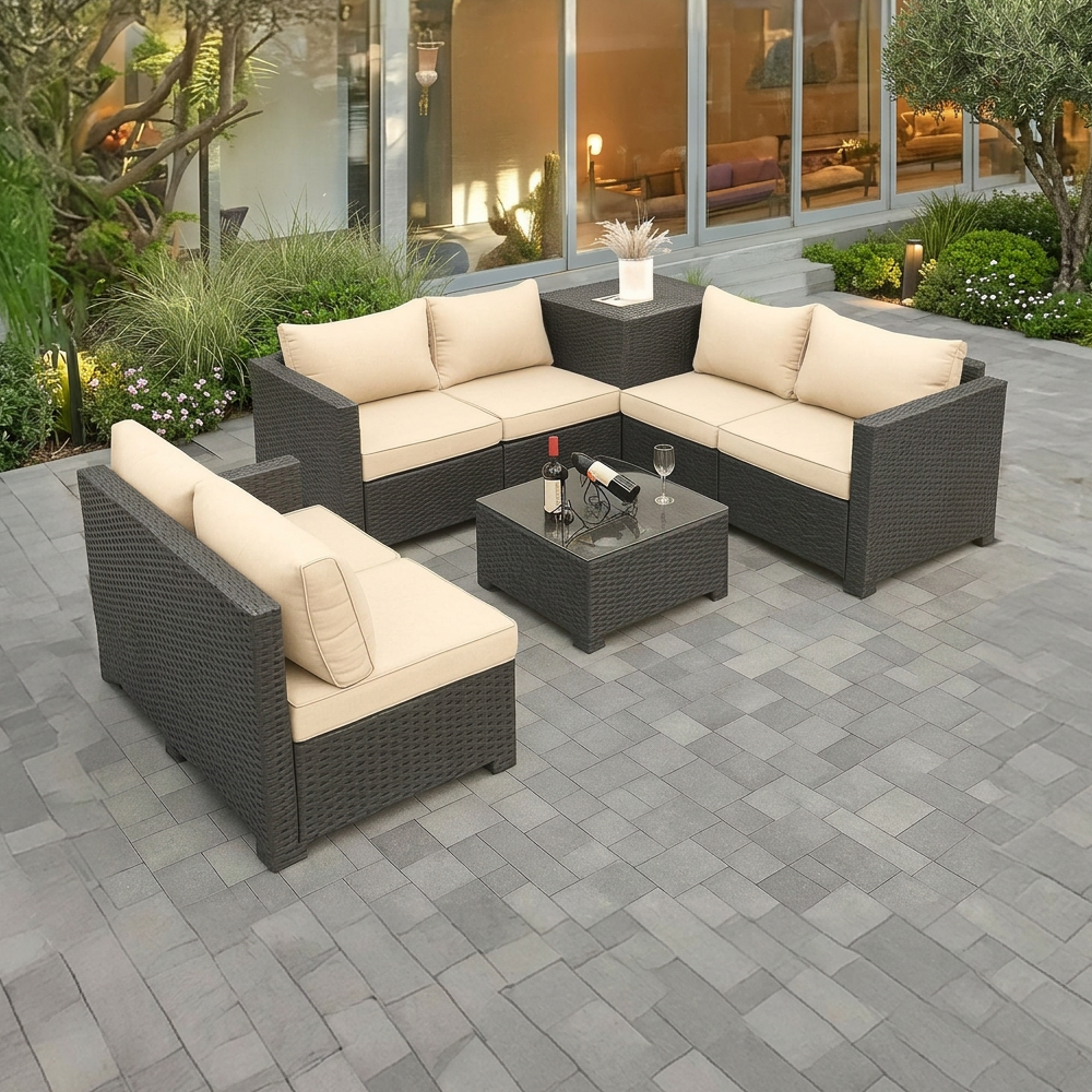 Veľká záhradná sedacia súprava s boxom na podušky Avenberg ENCANTA