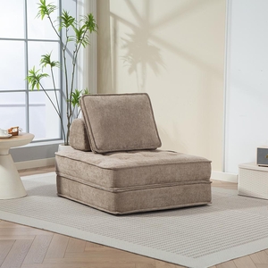 Rozkládací pěnové sofa CALMERO - světle hnědá