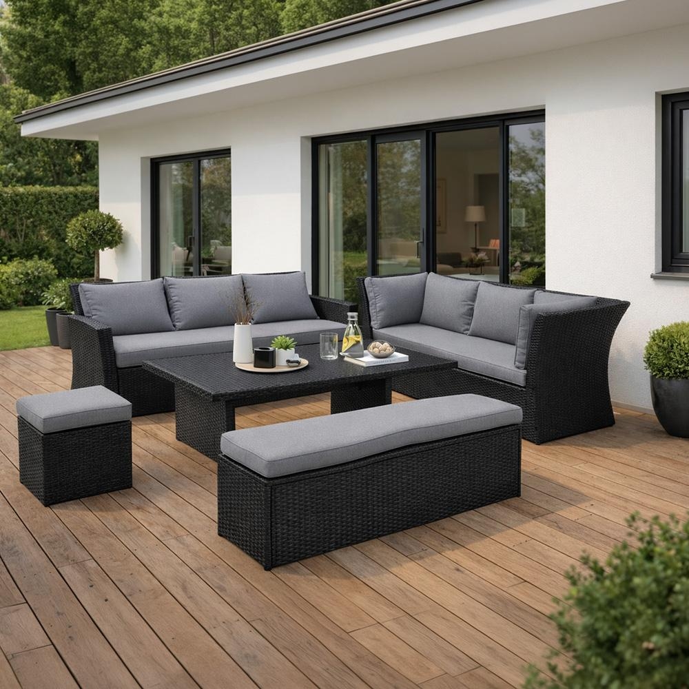 Veľká rodinná záhradná súprava Avenberg CORSICA čierna/svetlosivá