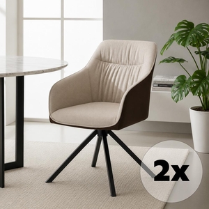 Set - 2 ks Jídelní židle AVENBERG LARO – otočná, béžovo-hnědá
