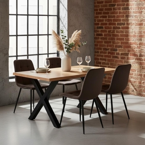 Jídelní set 4x židle + stůl 140 cm AVENBERG LIVE EDGE