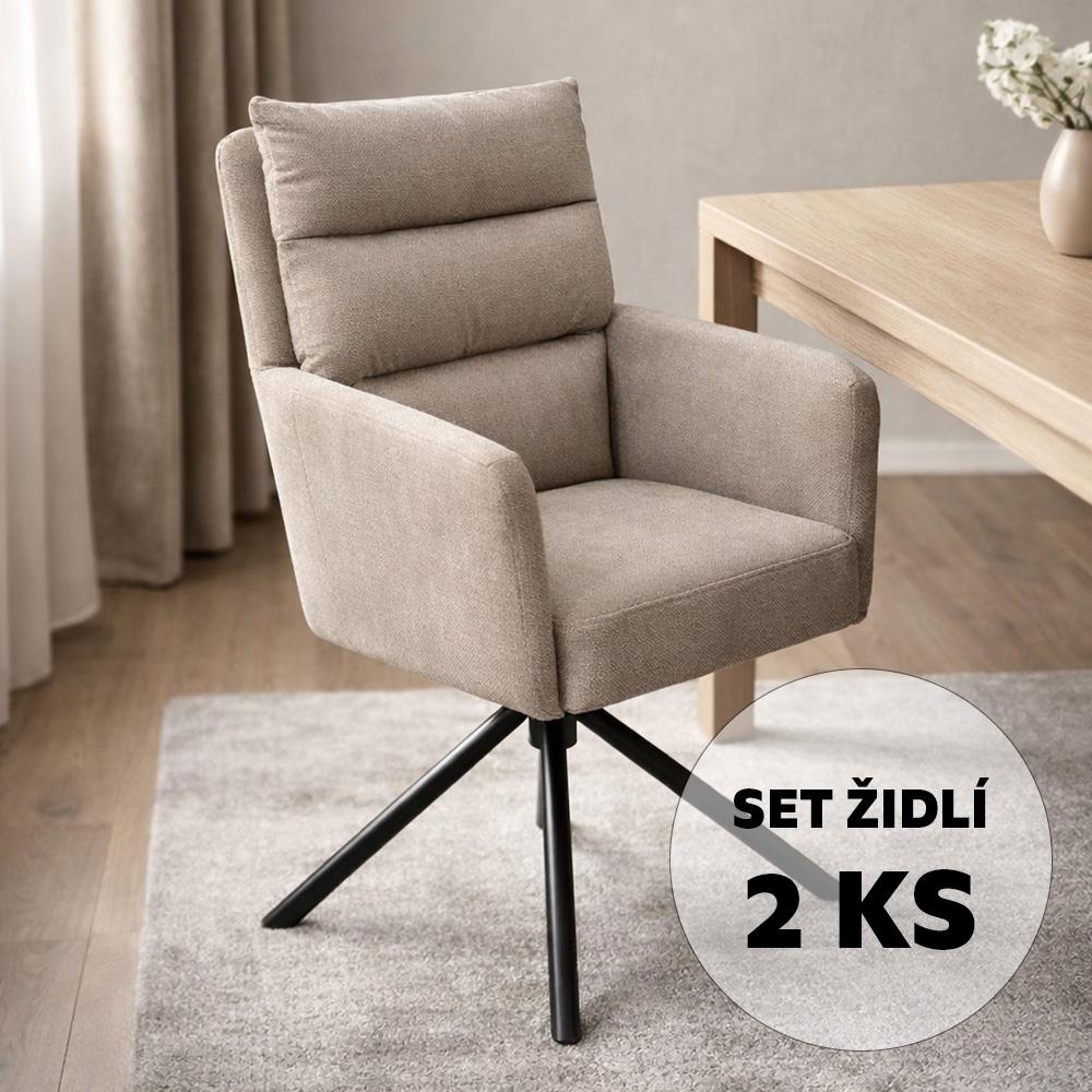 Set - 2 ks Otočná jedálenská stolička AVENBERG TESSA béžová