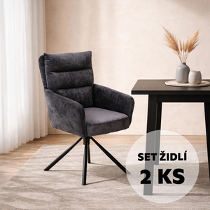 Set - 2 ks Otočná jídelní židle AVENBERG TESSA tm. šedá