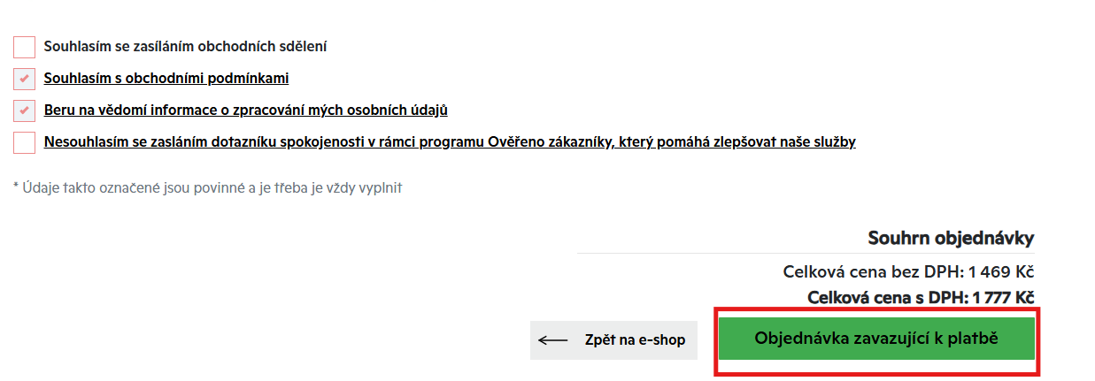 Dokončení objednávky